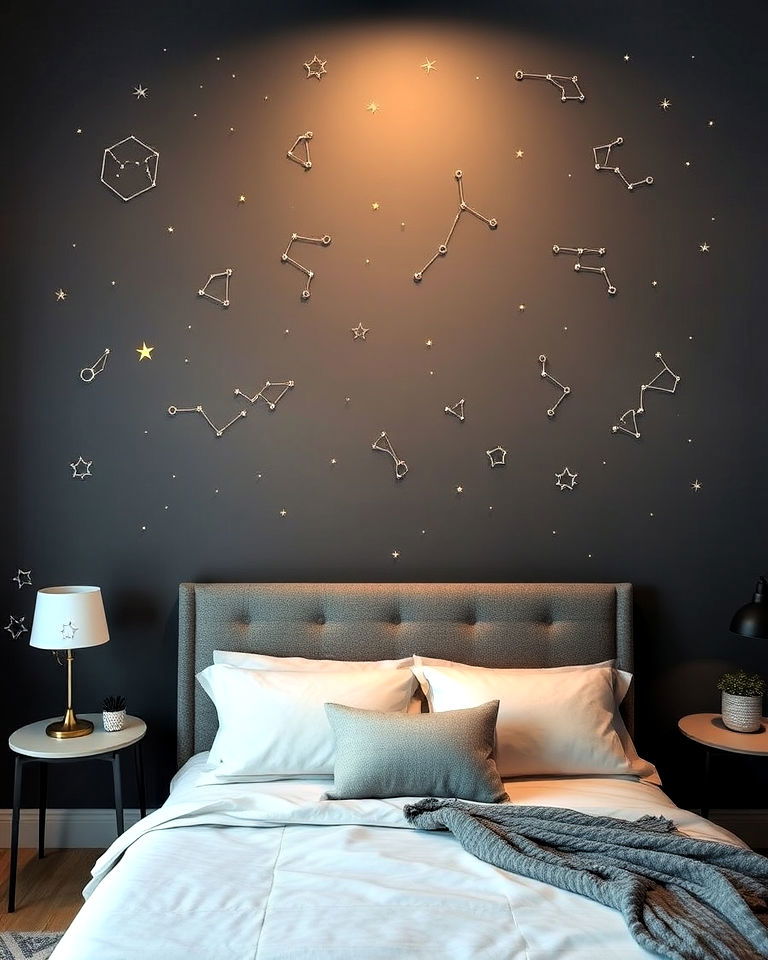custom constellation wall art ideas - 20 Galaxy Space-themed Bedroom Ideas