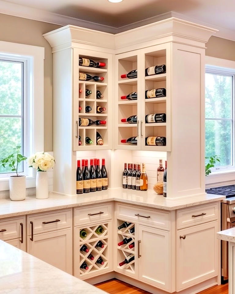 custom corner wine racks - 25 Blind Corner Kitchen Cabinet Ideas