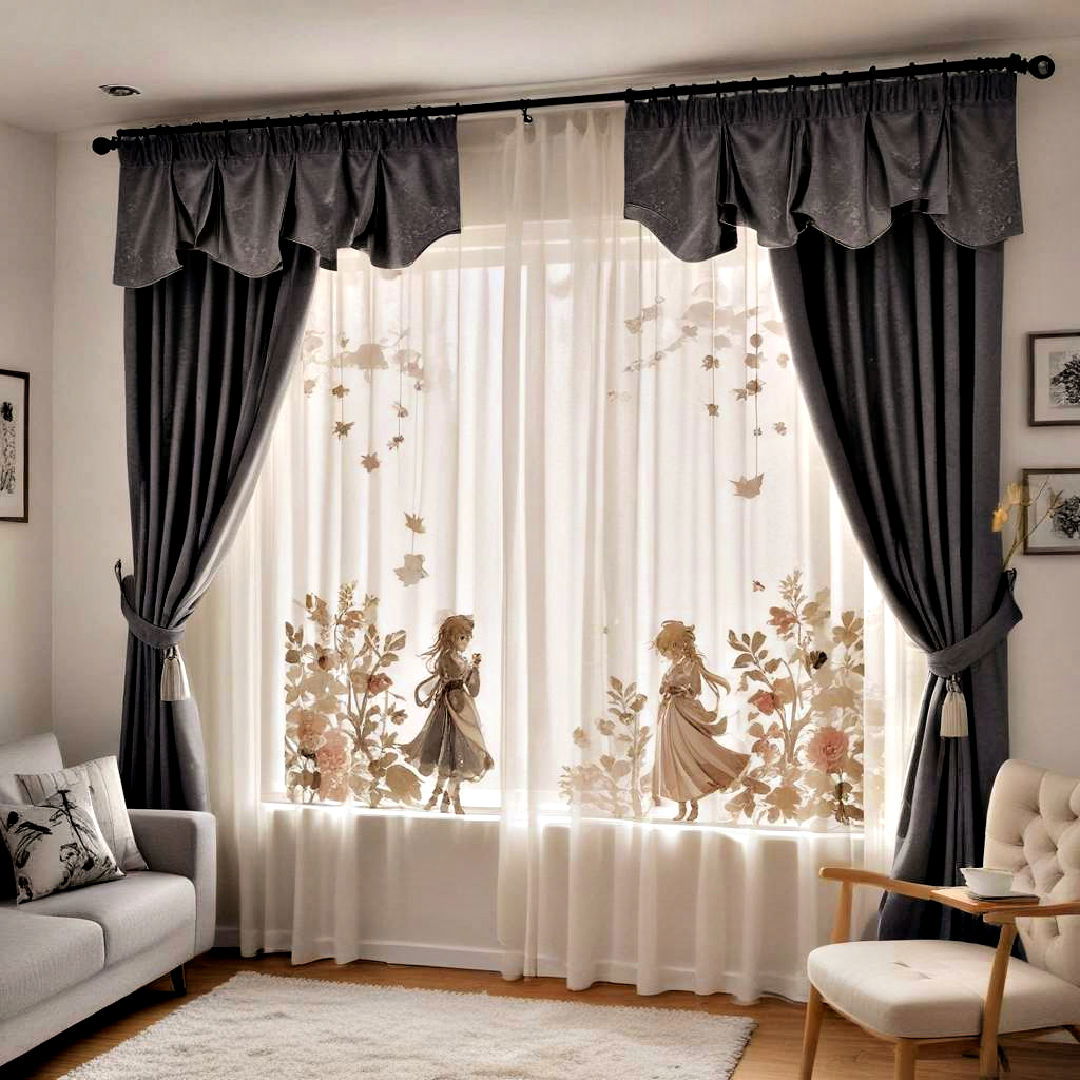 custom curtains with anime motifs - 40 Anime Room Ideas