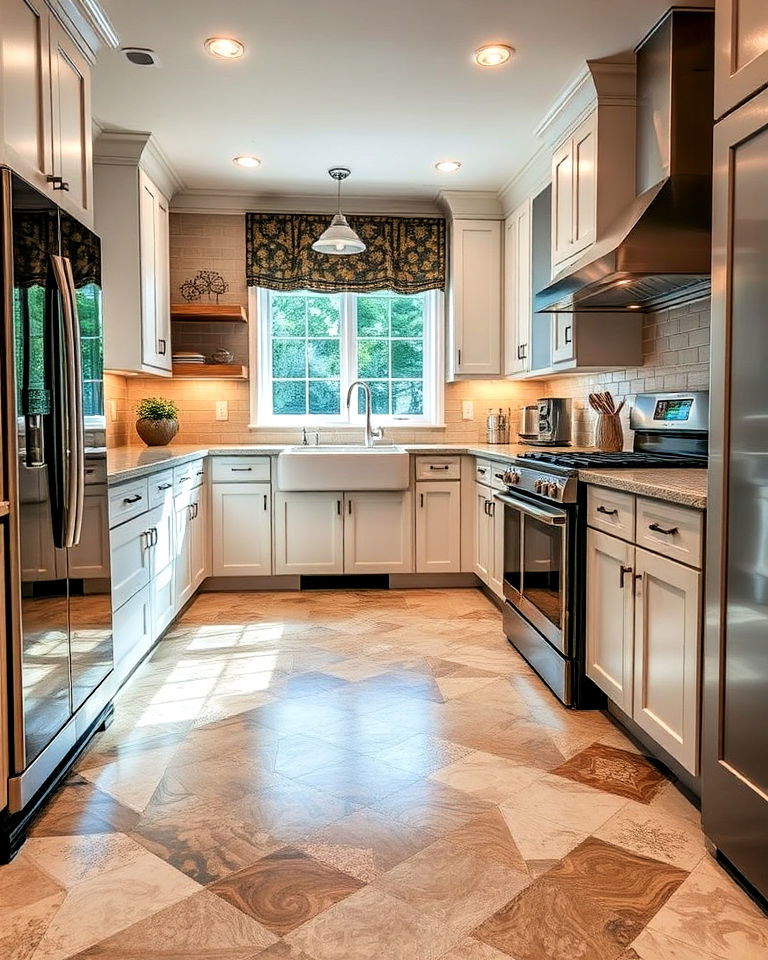 custom design decorative concrete overlay - 25 Concrete Floor Kitchen Ideas