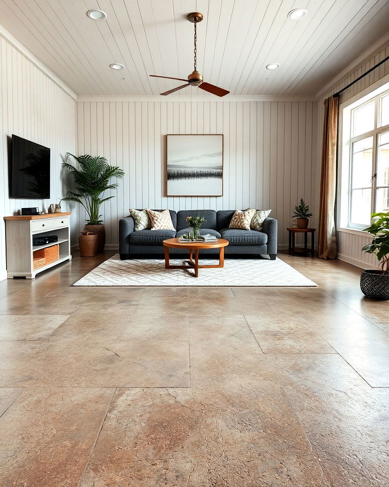custom finishes textured concrete floor for living room - 20 Concrete Floor Living Room Ideas