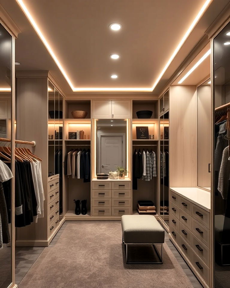 custom lighting for dressing room - 30 Dressing Room Ideas