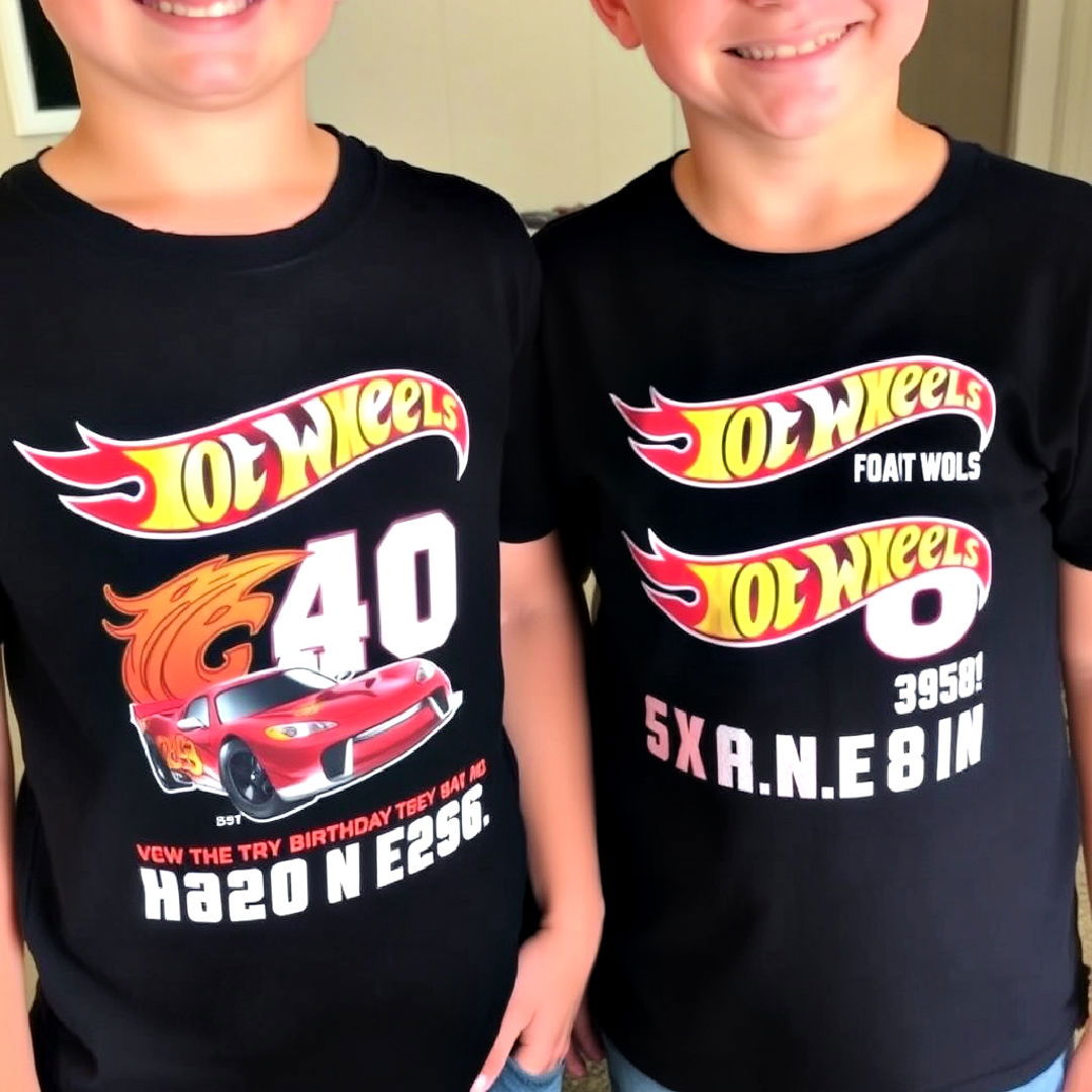 custom made hot wheels themed t shirts - 25 Hot Wheels Birthday Party Ideas