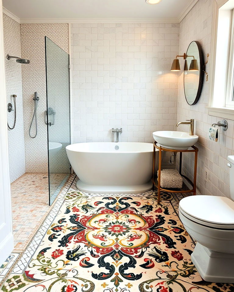 custom mosaic designs to add personal touch - 20 Bathroom Mosaic Floor Tile Ideas