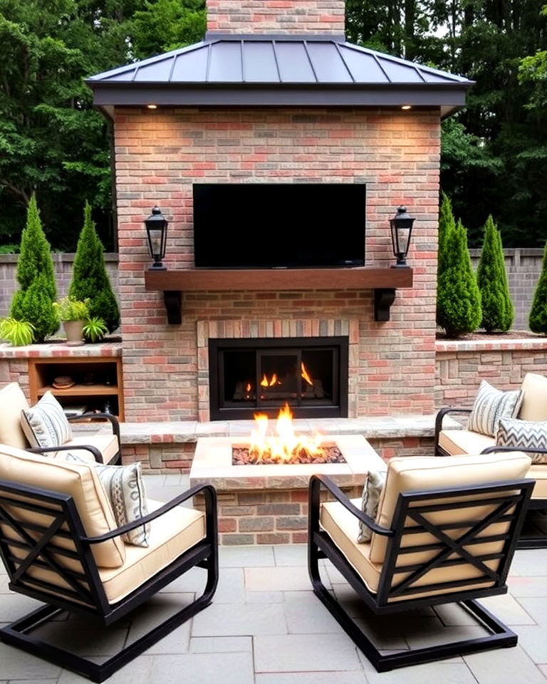 custom outdoor fireplace for backyard - 40 Luxury Landscaping Ideas