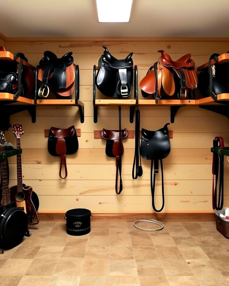 custom saddle racks for tack room - 20 Tack Room Ideas