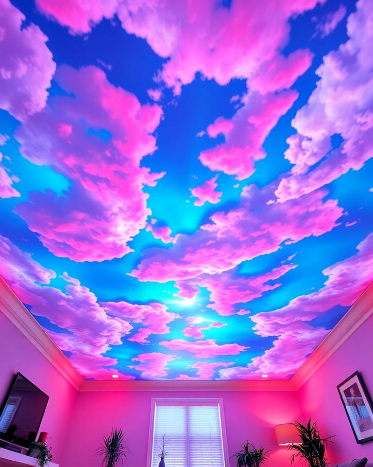 custom vaporwave ceiling ideas - 20 Vaporwave Room Ideas