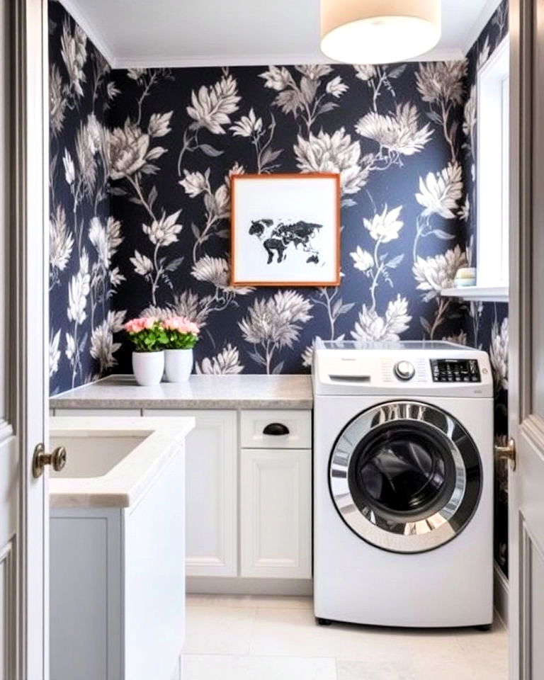 custom wallpaper for luxury modern laundry room - 30 Luxury Modern Laundry Room Ideas