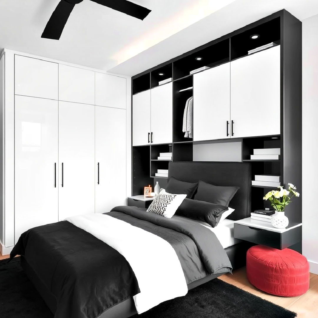 custom wardrobe ideas - 40 Black and White Bedroom Ideas