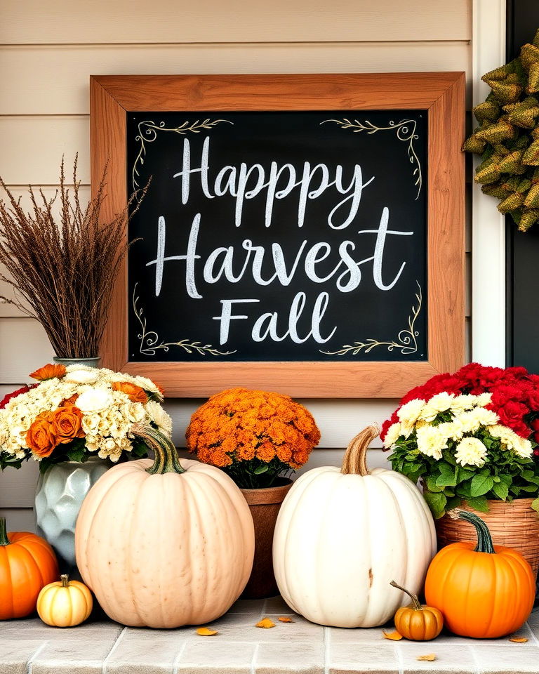 customizable chalkboard fall messages - 30 Front Door Fall Decor Ideas