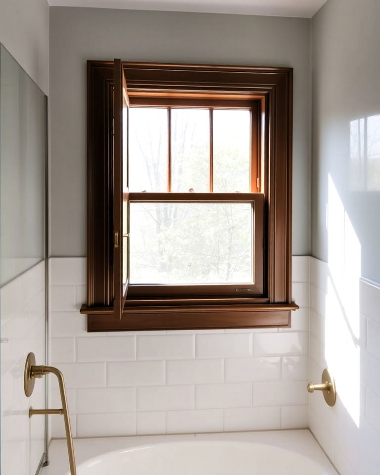 customizable double hung windows with privacy film - 30 Shower Window Ideas