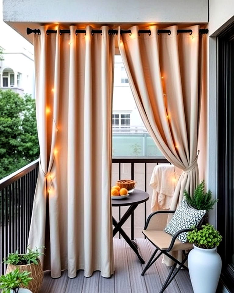 customizable fabric curtain divider - 20 Balcony Divider Ideas
