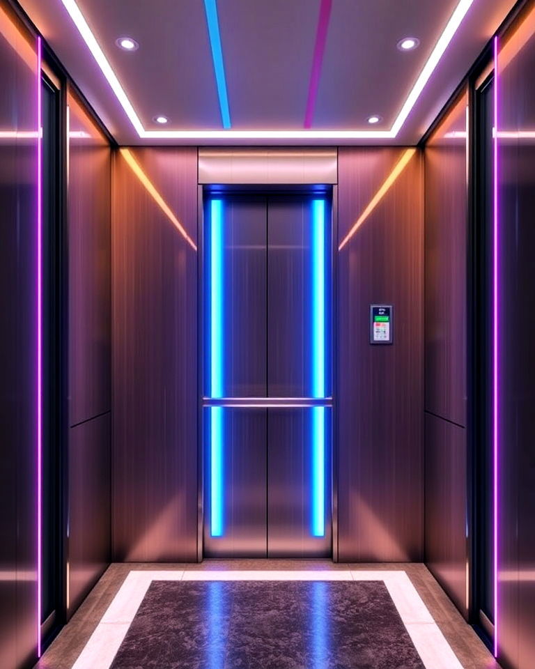 customizable led lighting for elevator - 25 Elevator Design Ideas