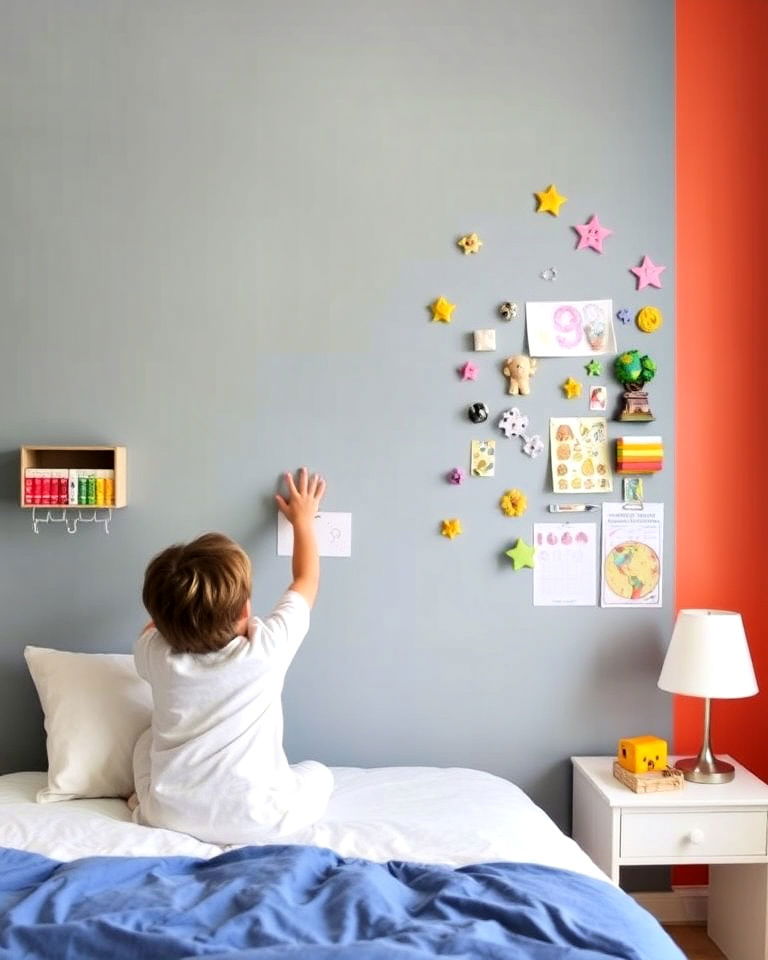 customizable magnetic wall for kids room - 30 Kids Room Accent Wall Ideas