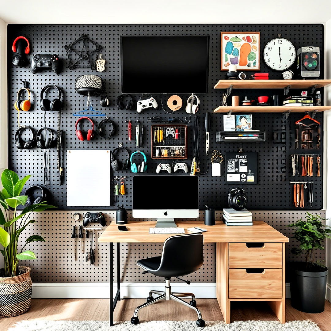 customizable pegboard wall ideas - 40 Teen Hangout Room Ideas