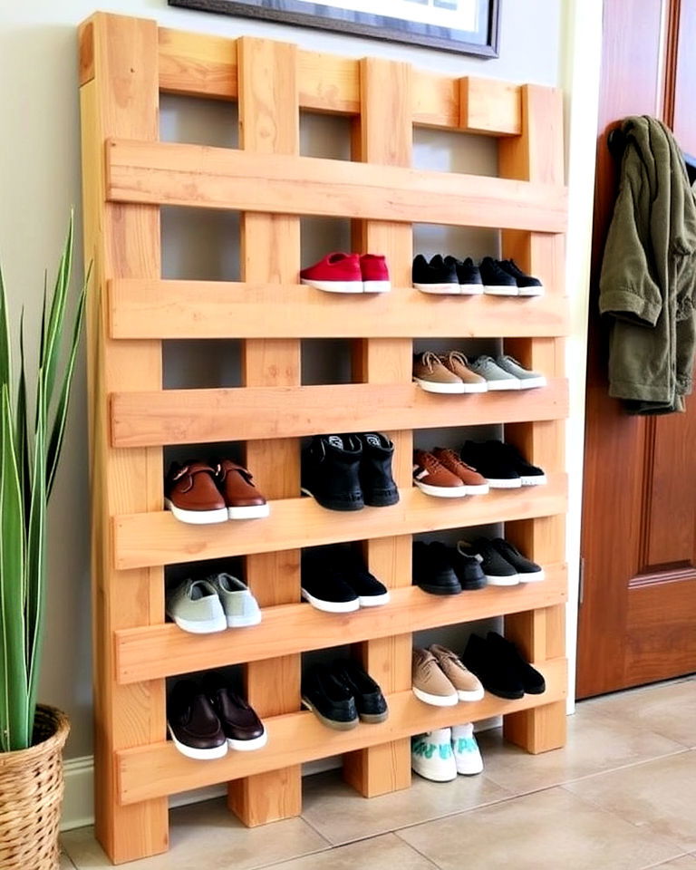 customize pallet shoe organizer - 40 Pallet Furniture Ideas