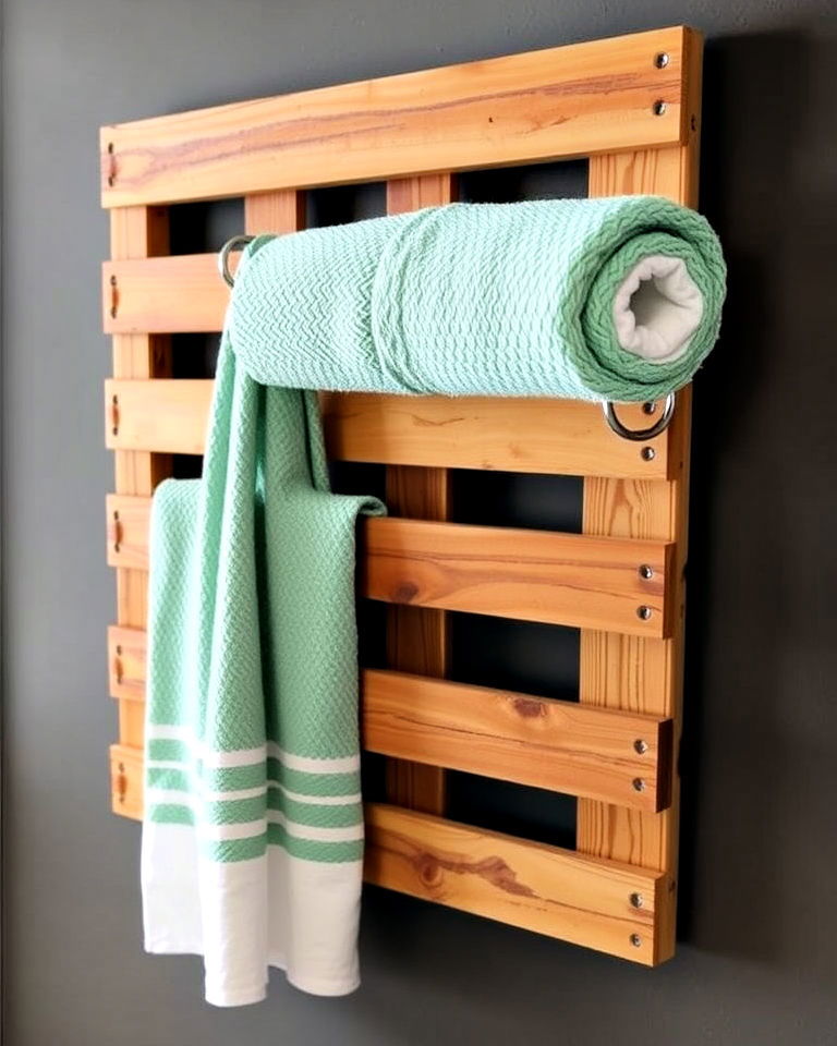 customize pallet towel rack - 40 Pallet Furniture Ideas
