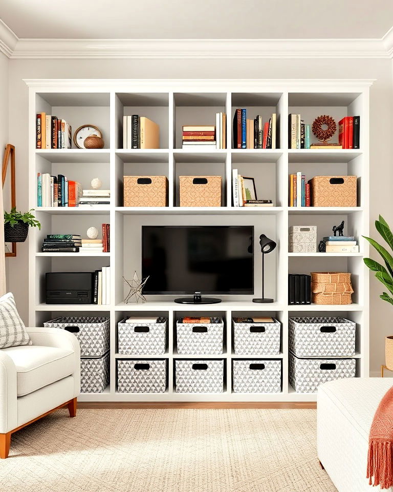 customized cubbies and storage bins - 30 Living Room Storage Ideas
