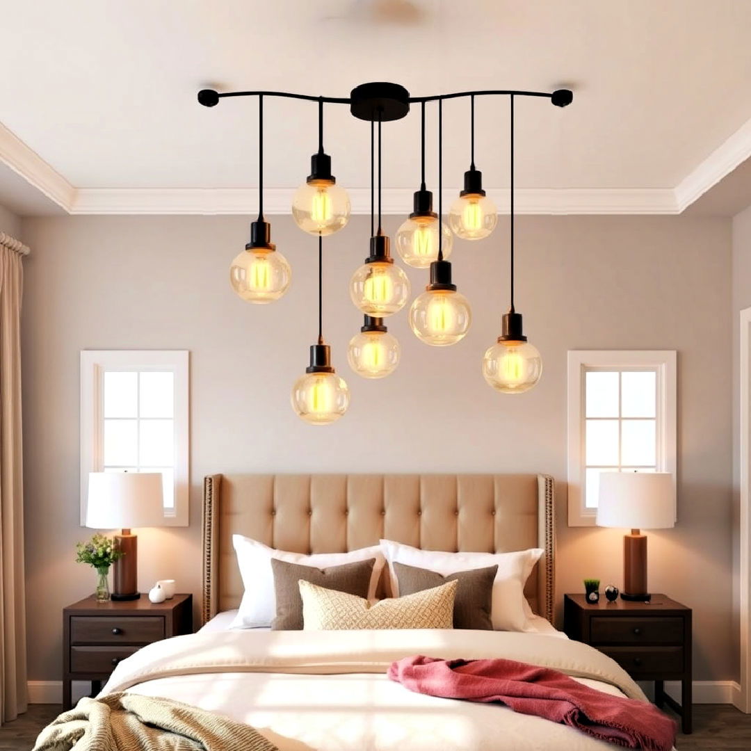 customized multi pendant lighting - 40 Bedroom Lighting Ideas
