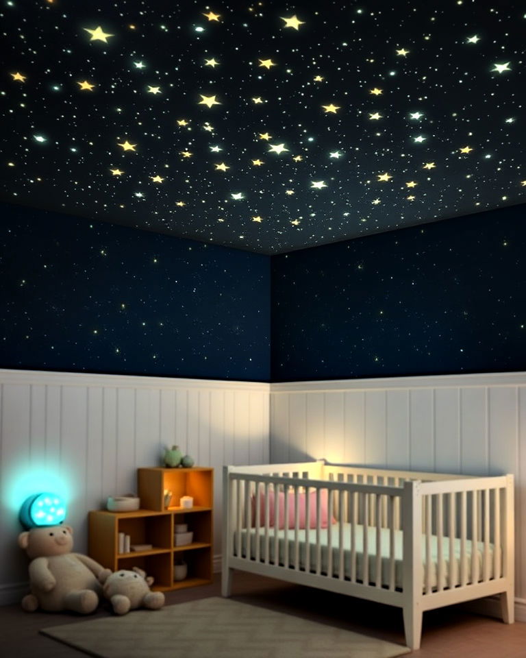 customized star projector night light - 20 Space-themed Nursery Ideas
