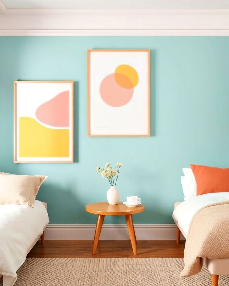 danish pastel room with statement pastel artwork - 25 Danish Pastel Room Ideas