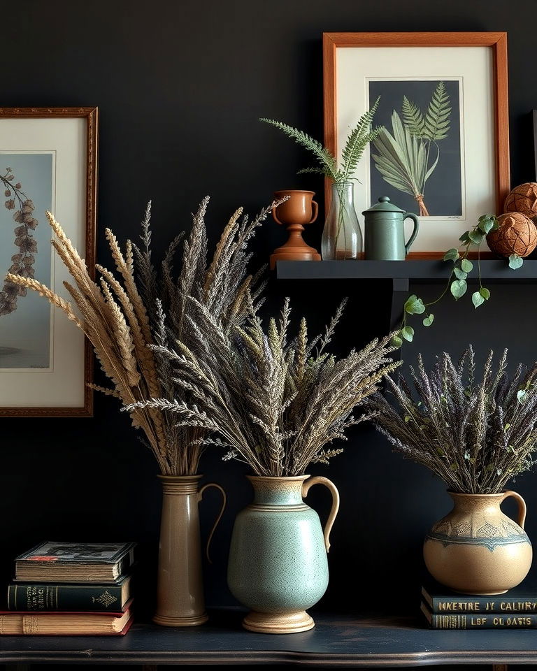 dark academia dining room with botanical display - 20 Dark Academia Dining Room Ideas