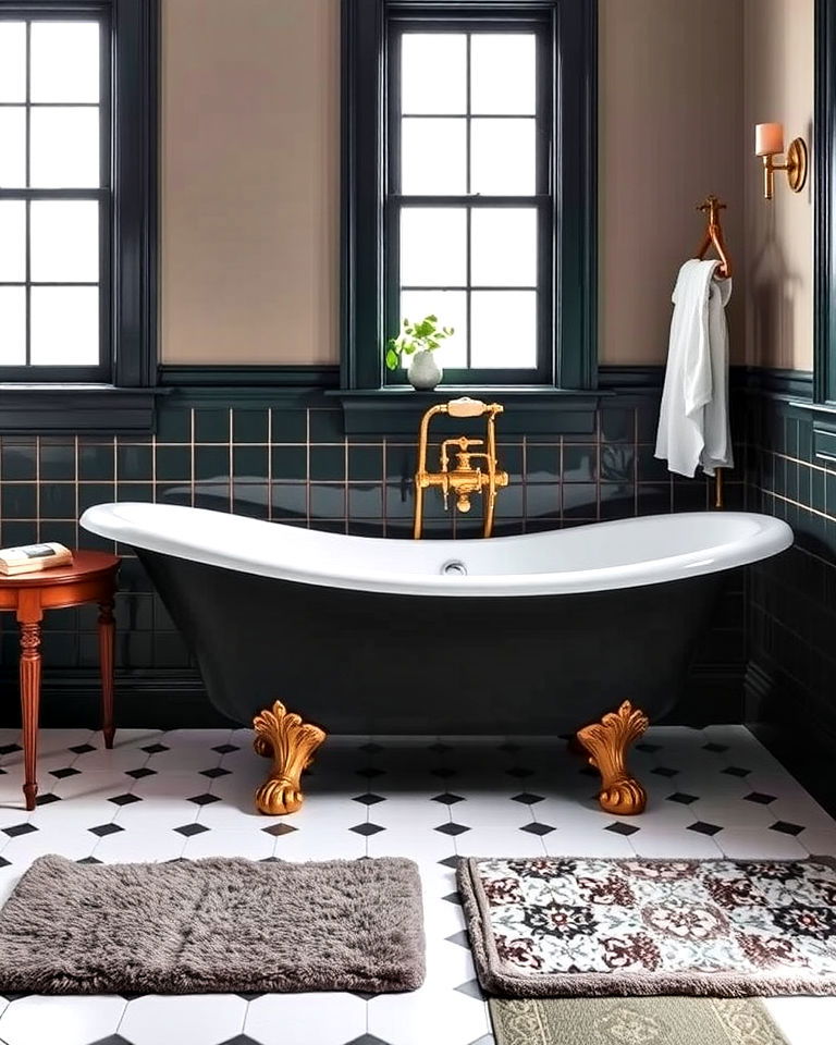 dark academia inspired freestanding bathtub - 20 Dark Academia Bathroom Ideas