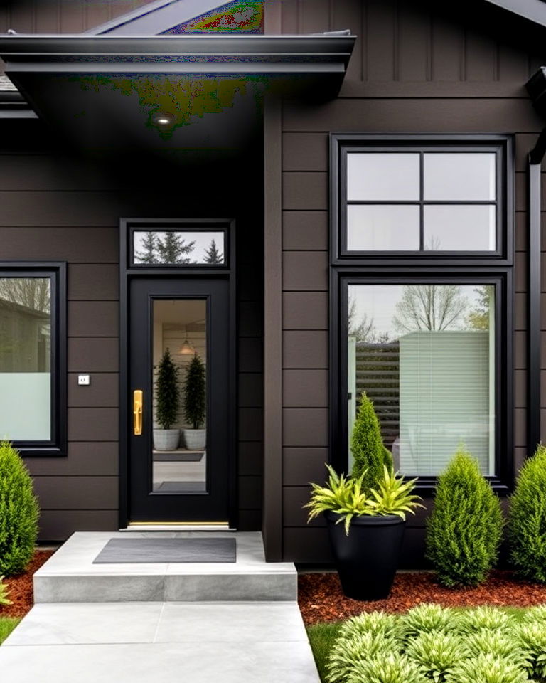 dark brown home with black trim - 25 Dark Brown House Exterior Ideas