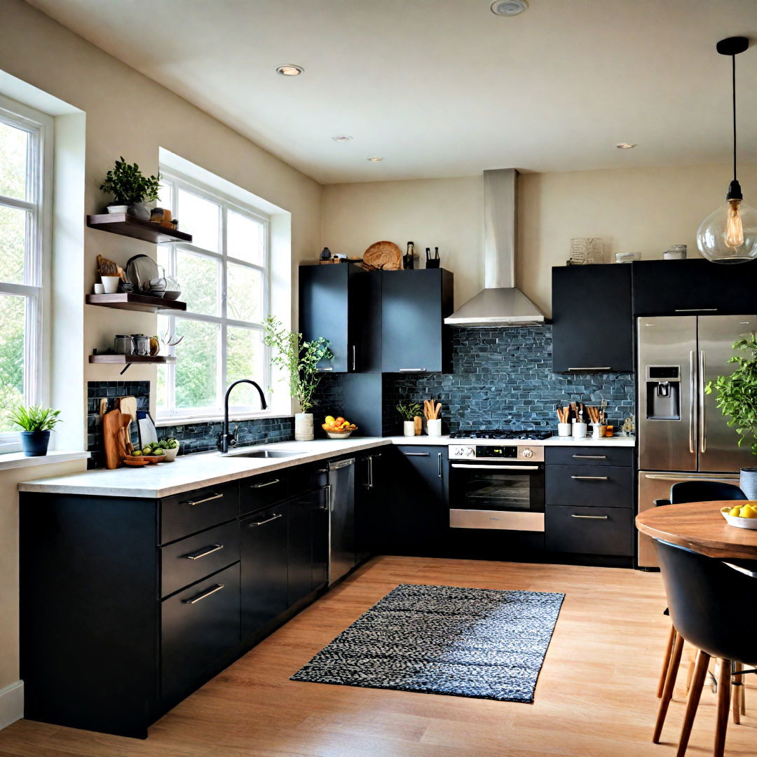 dark cabinets with light countertops - 40 Modern Kitchen Ideas