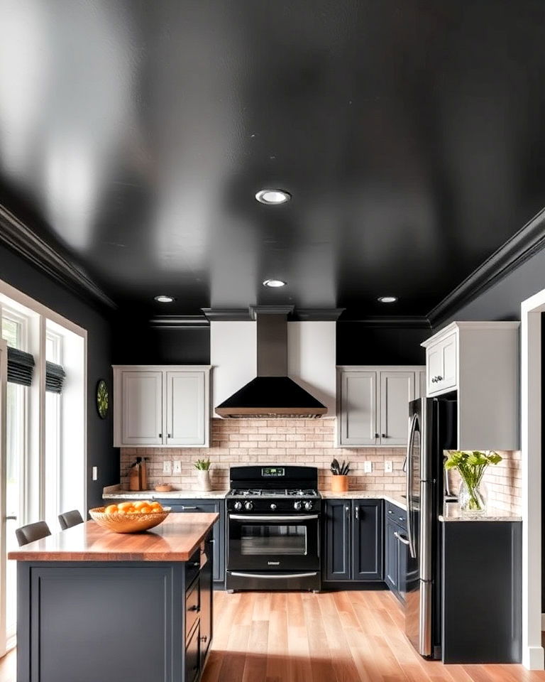 dark ceiling for kitchen - 25 Dark Kitchen Ideas