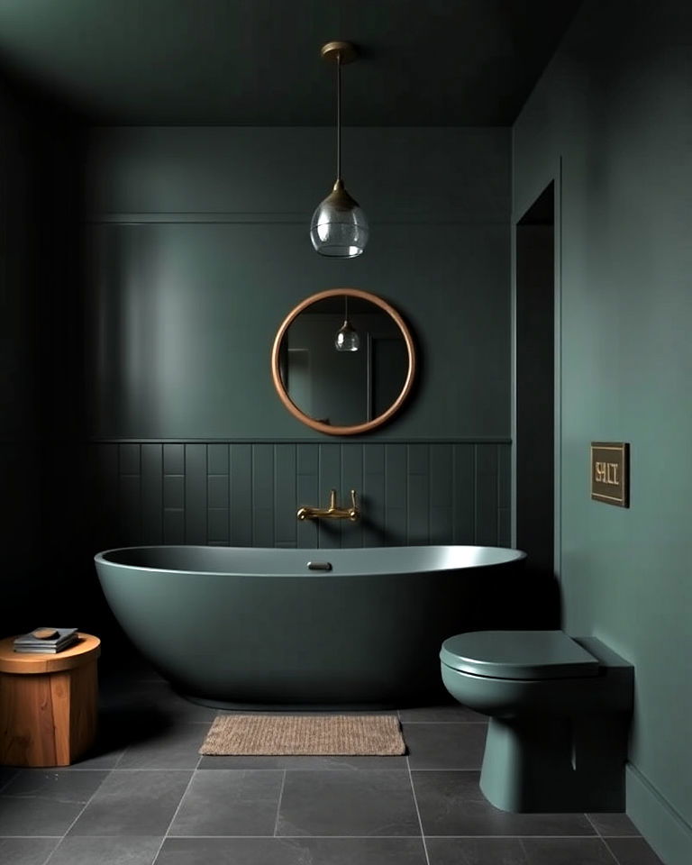 dark color palette to add warmth - 20 Masculine Bathroom Ideas