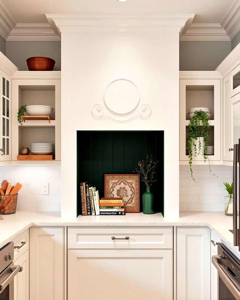 dark green accent niche ideas - 40 Dark Green Kitchen Ideas