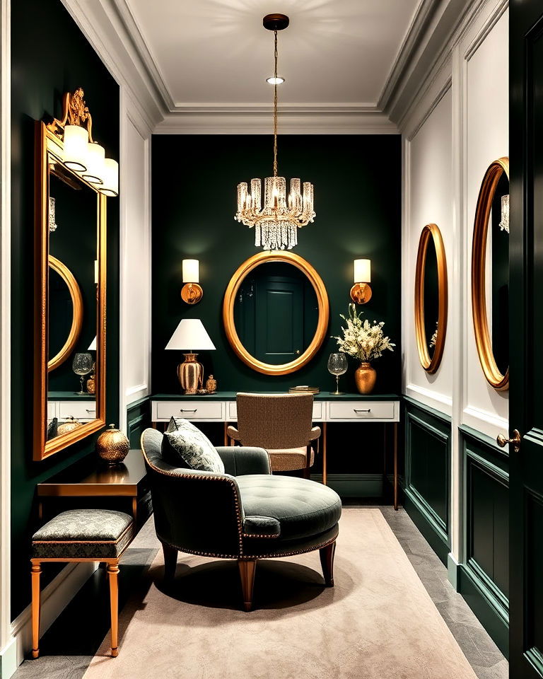 dark green accent wall for dressing room - 40 Dark Green Accent Wall Ideas