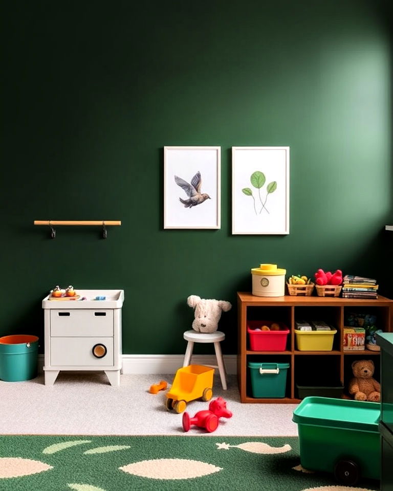 dark green accent wall for kids playroom - 40 Dark Green Accent Wall Ideas