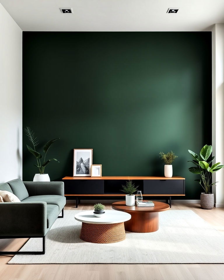dark green accent wall for minimalist space - 40 Dark Green Accent Wall Ideas