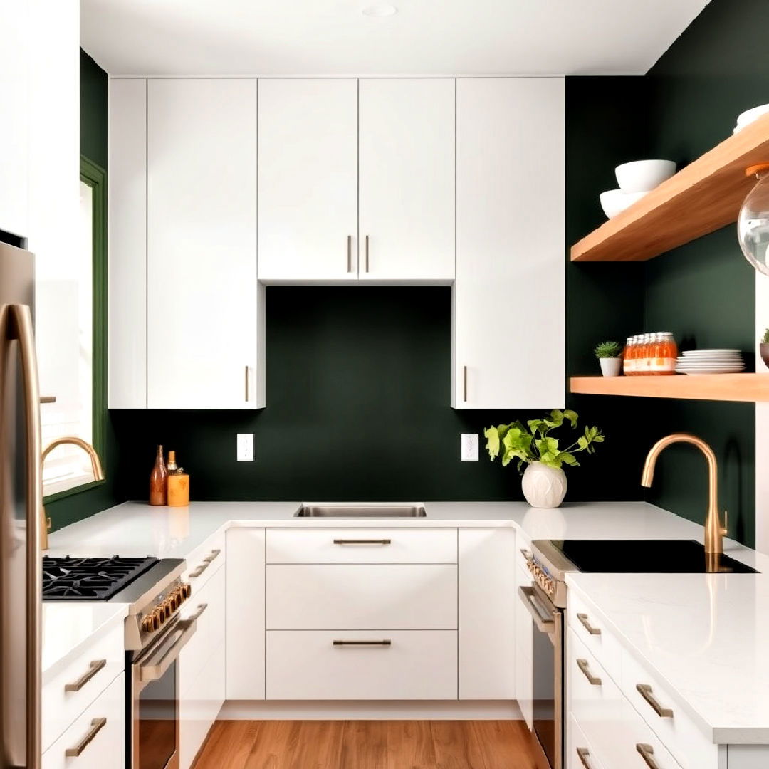 dark green accent wall for modern kitchen - 40 Dark Green Accent Wall Ideas