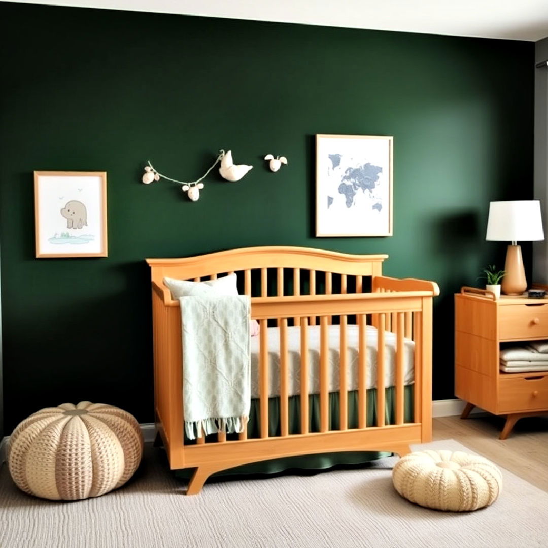 dark green accent wall for nursery - 40 Dark Green Accent Wall Ideas