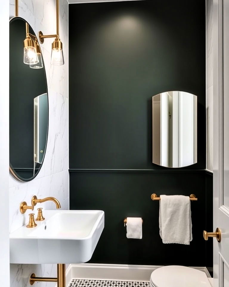 dark green accent wall for small bathroom - 40 Dark Green Accent Wall Ideas
