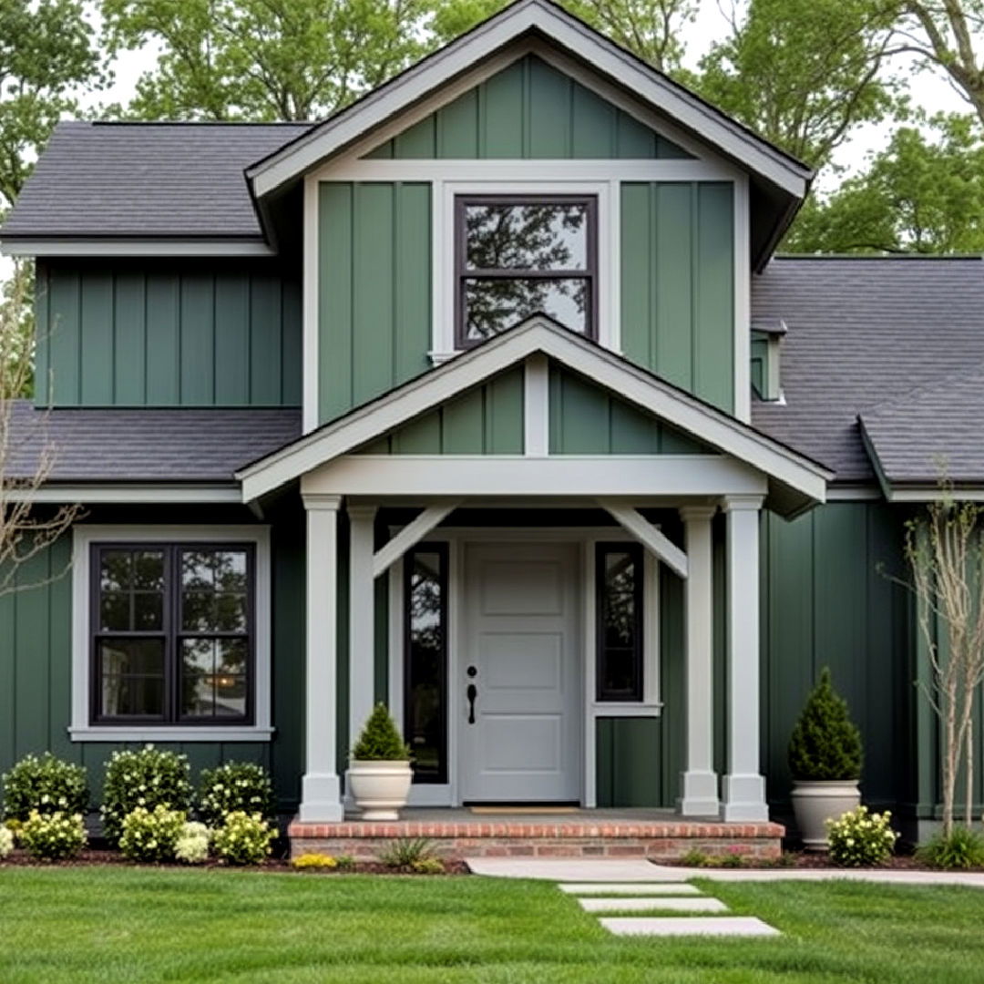 dark green and light gray for exterior paint color - 40 Dark Green Exterior Paint Color Schemes