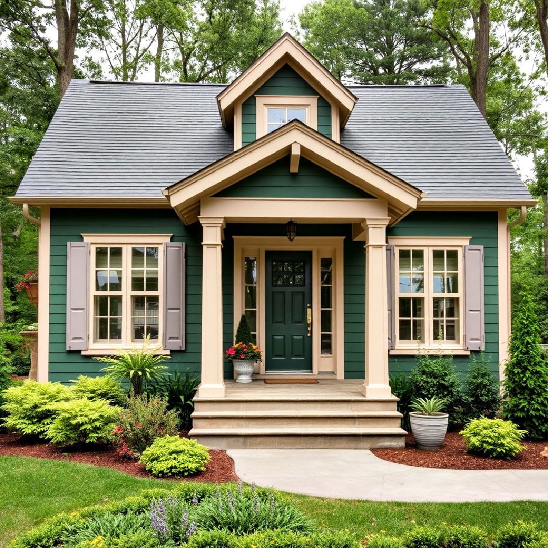 dark green and light taupe exterior paint - 40 Dark Green Exterior Paint Color Schemes