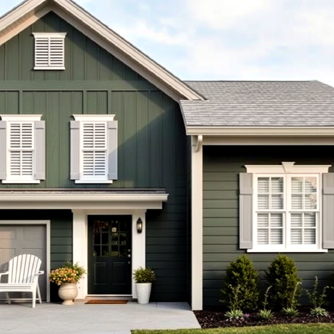 dark green and soft gray for exterior paint color - 40 Dark Green Exterior Paint Color Schemes