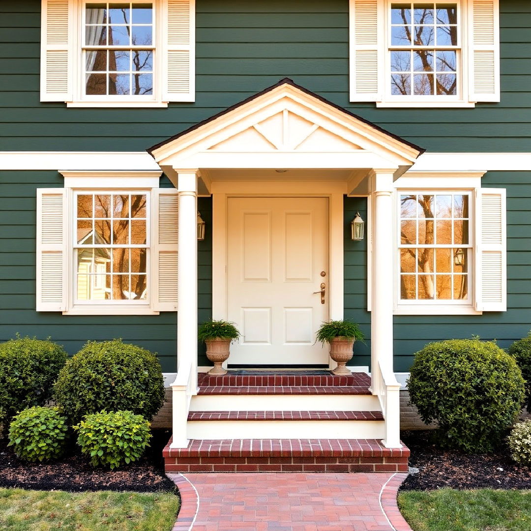 dark green and soft ivory for exterior paint color scheme - 40 Dark Green Exterior Paint Color Schemes