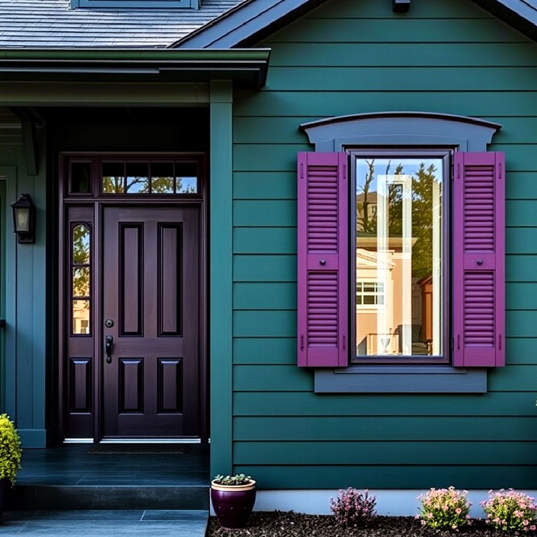 dark green exterior paint color with plum accents - 40 Dark Green Exterior Paint Color Schemes