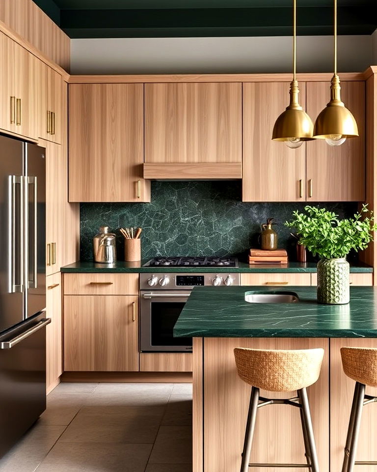 dark green quartz countertops for organic feel - 20 Quartz Kitchen Countertops