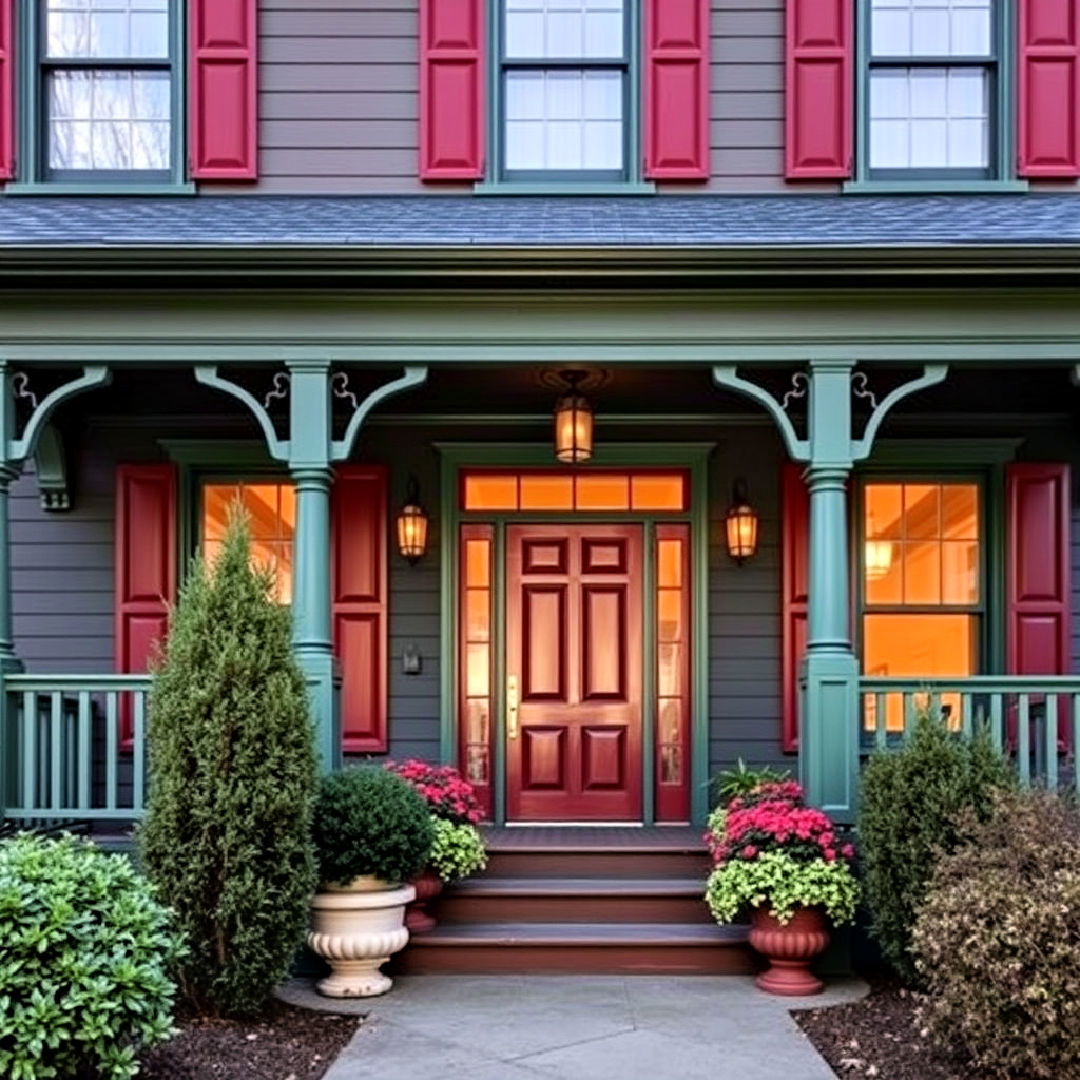 dark green with burgundy for exterior paint - 40 Dark Green Exterior Paint Color Schemes