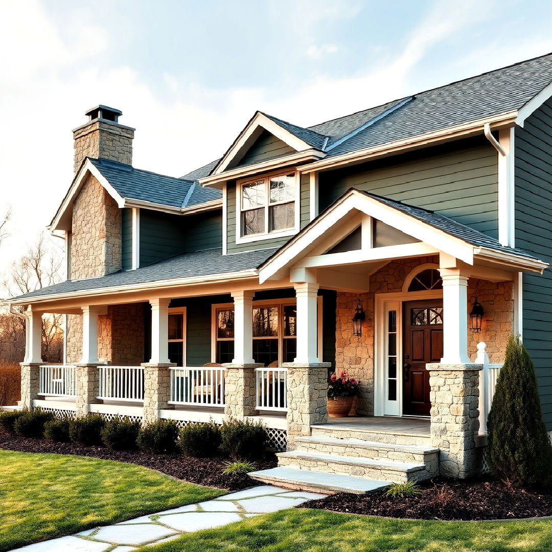 dark green with stone accents for rustic vibe - 40 Dark Green Exterior Paint Color Schemes