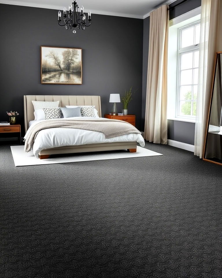 dark grey carpet for bedroom - 30 Dark Grey Bedroom Ideas