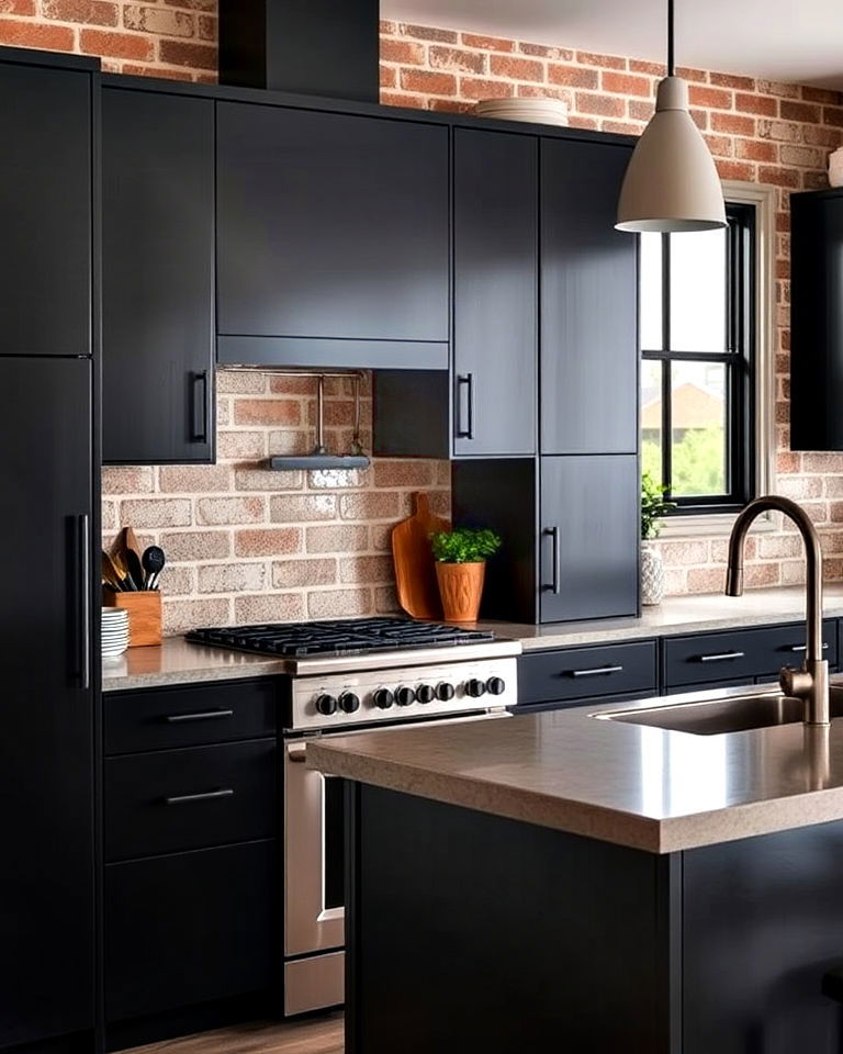 dark metal cabinets for industrial style kitchen - 30 Dark Wood Kitchen Cabinets