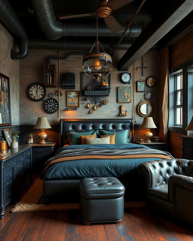 dark muted color palettes for steampunk bedroom - 15 Steampunk Bedroom Ideas