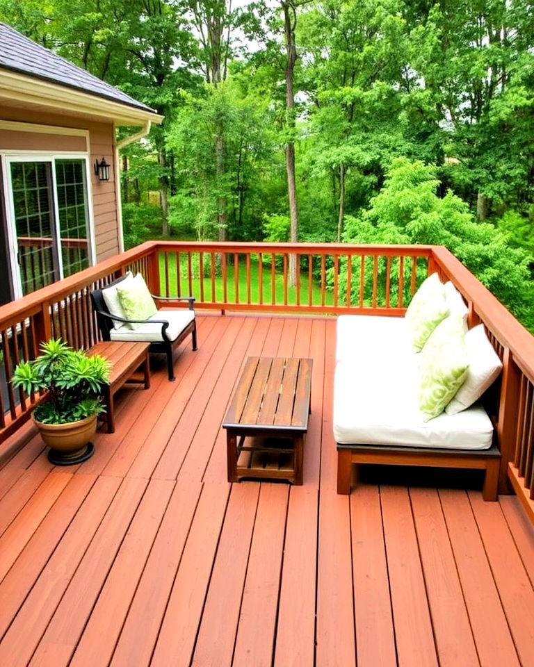 deck space with built in bench seating - 25 Deck Decorating Ideas